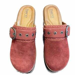 BORN BANYAN DARK BRICK LEATHER MULES CLOGS SIZE 8